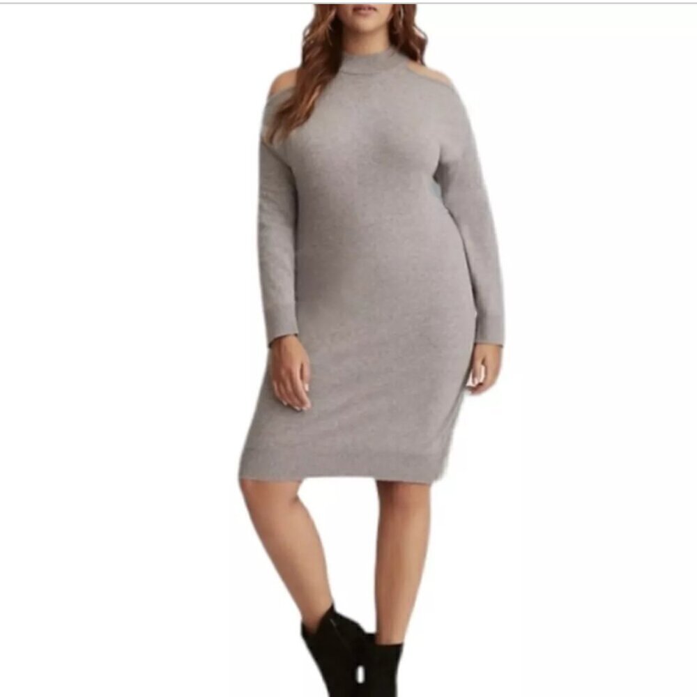 TORRID Cotton knit Cold Shoulder Sweater Dress Gray Size 2X2X 18 20